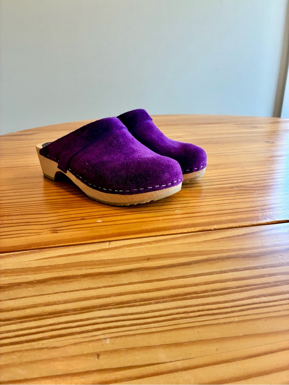 Swedish Hasbeens Purple Suede Clog Mule - Picture 5 of 5